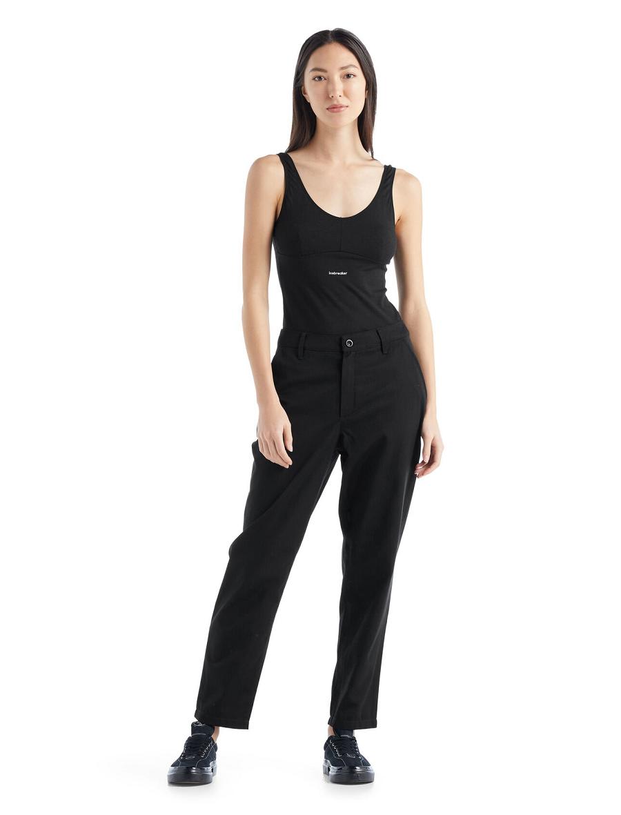 Women's Icebreaker Merino Berlin Pants Black | CA 1433DFMN